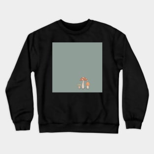 Cottagecore Mushroom Friends Illustration (Blue) Crewneck Sweatshirt